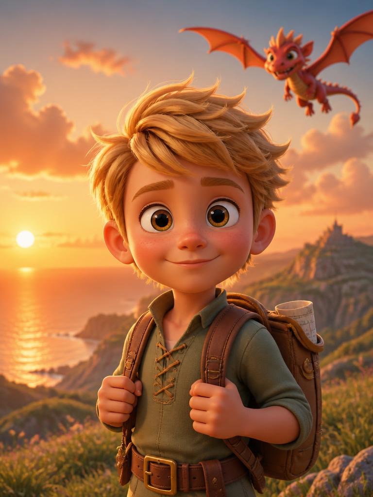 Criança protagonista de sua própria história ilustrada em 3D